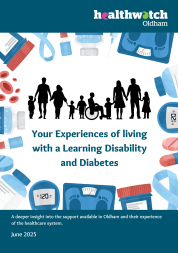 Front cover of the Healthwatch Oldham Learning Disabilities and Diabetes Report